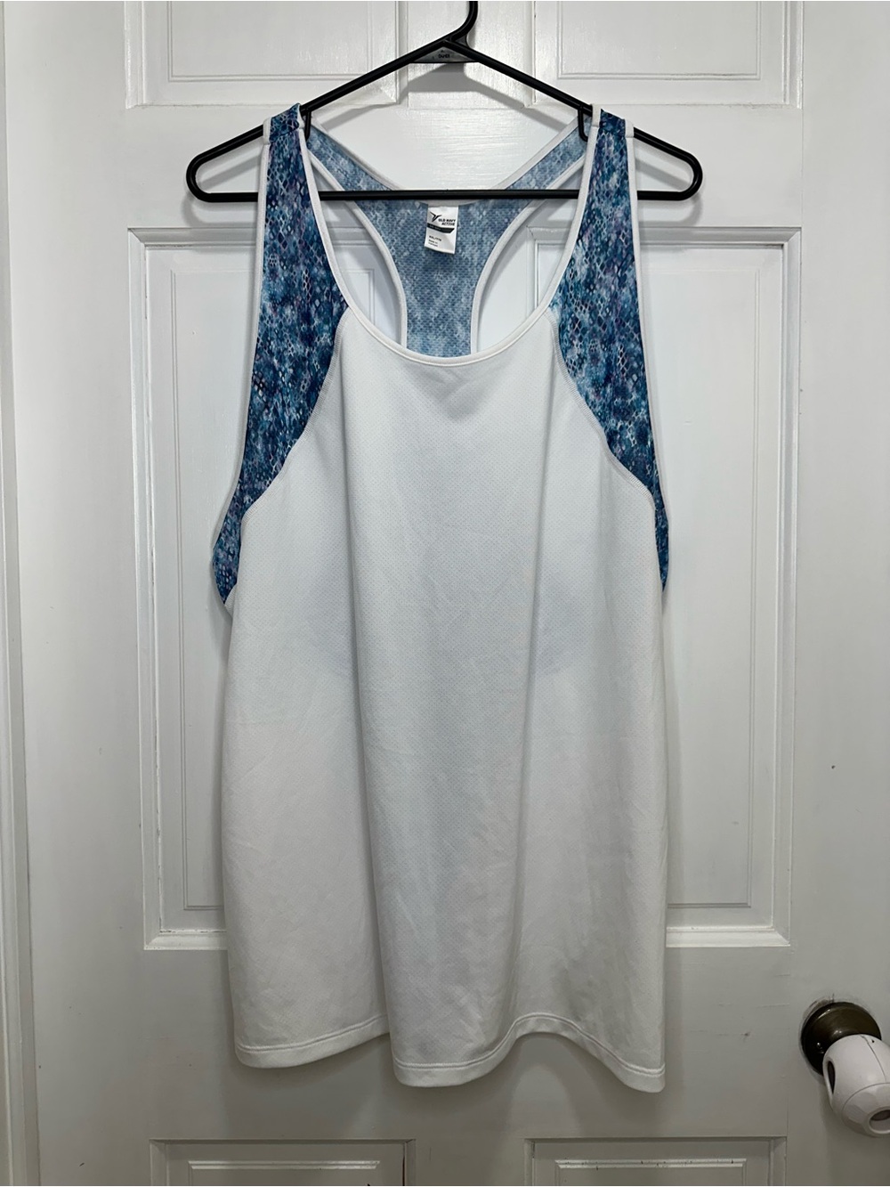 Old Navy Active Mesh Racerback Tank Top White Blue Size XXL Mermaid Print Go-Dry